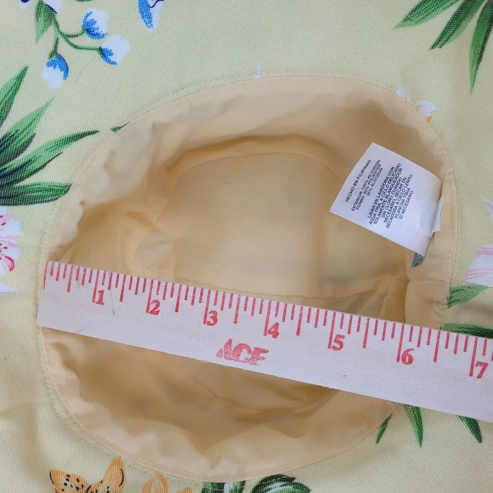 Jantzen Wide Brim Yellow Tropical Floppy Sun Hat 100% cotton beach vacation fun